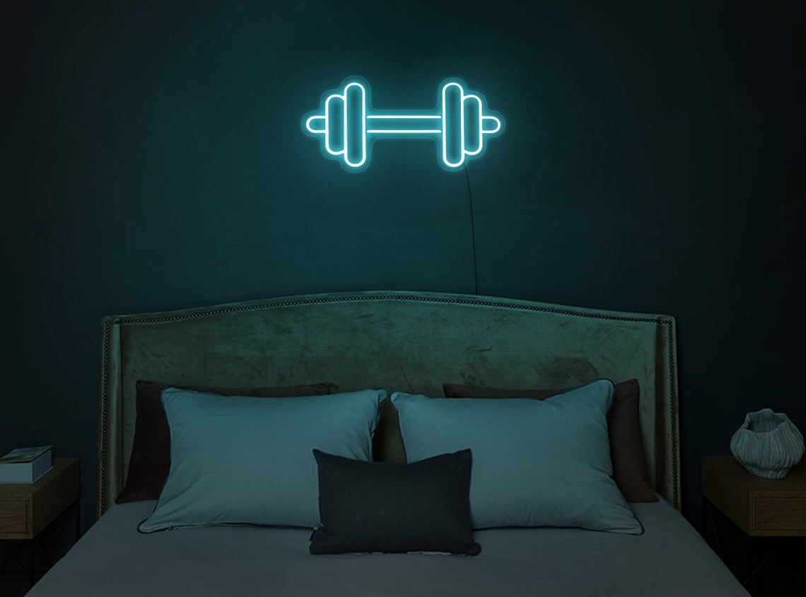 Dumbbell Barbell Gym LED Neon Wall Sign