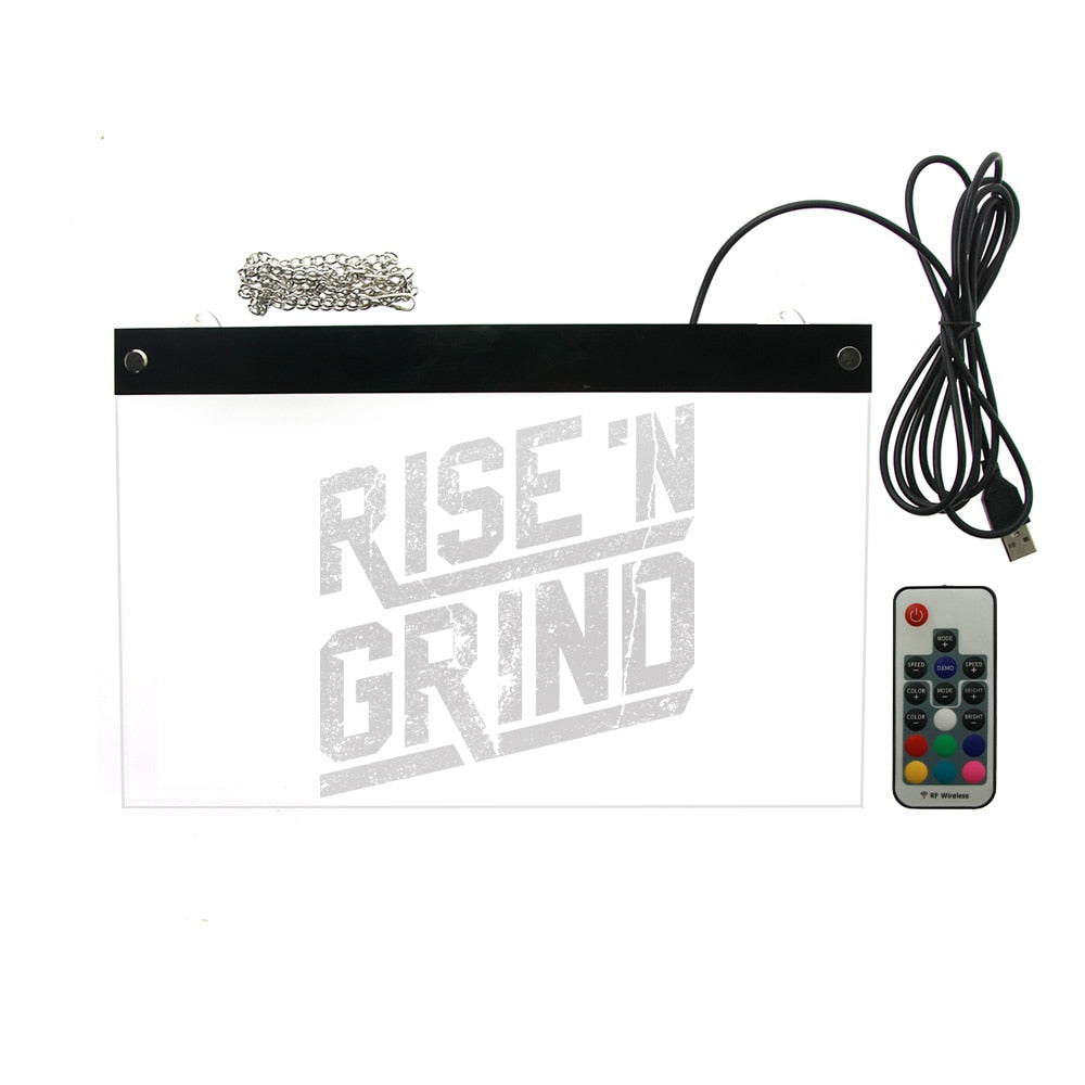 Rise and Grind Quote LED Neon Sign