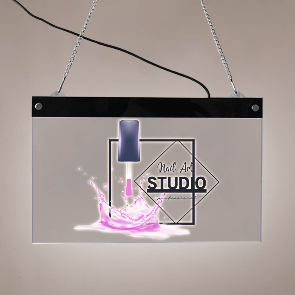 Nail Art Studio Printed Light Up Display LED Sign