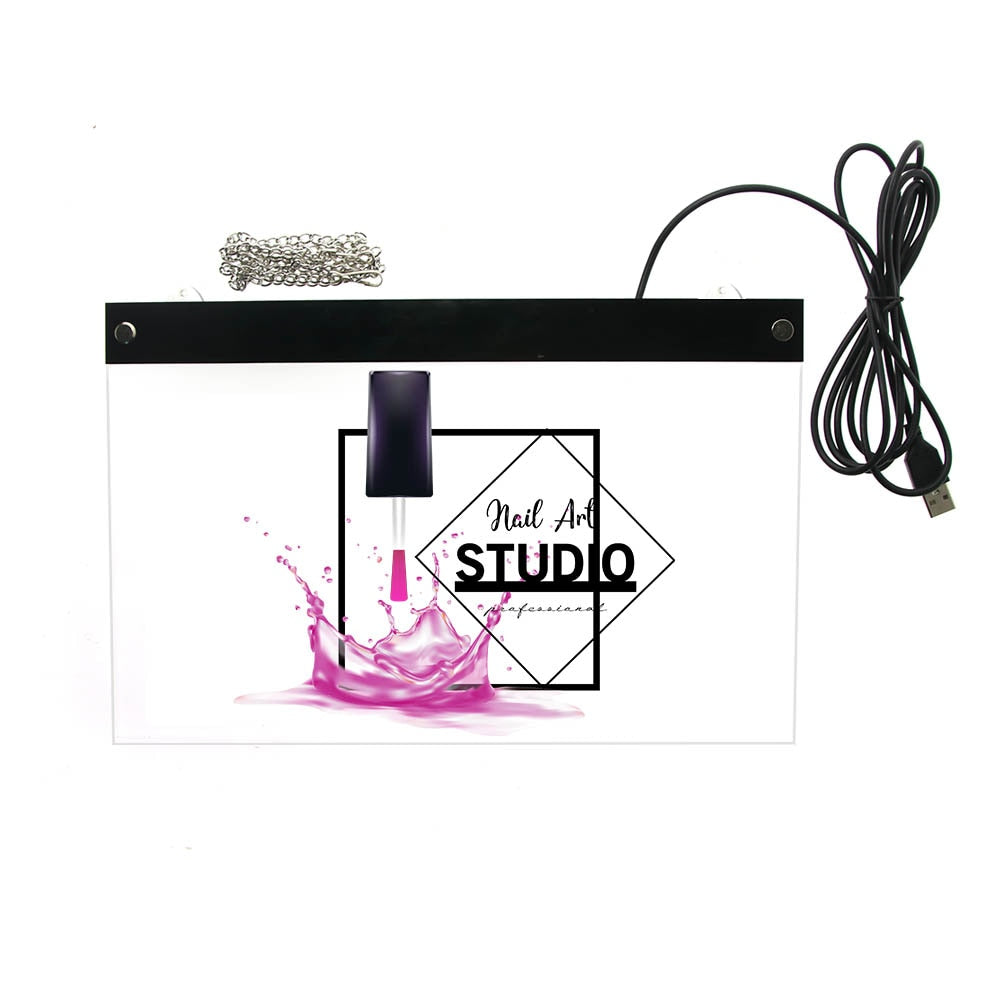 Nail Art Studio Printed Light Up Display LED Sign