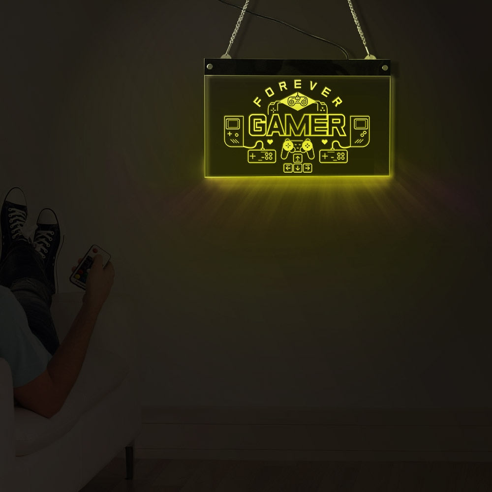 Forever Gamers Game Room LED Neon Wall Sign