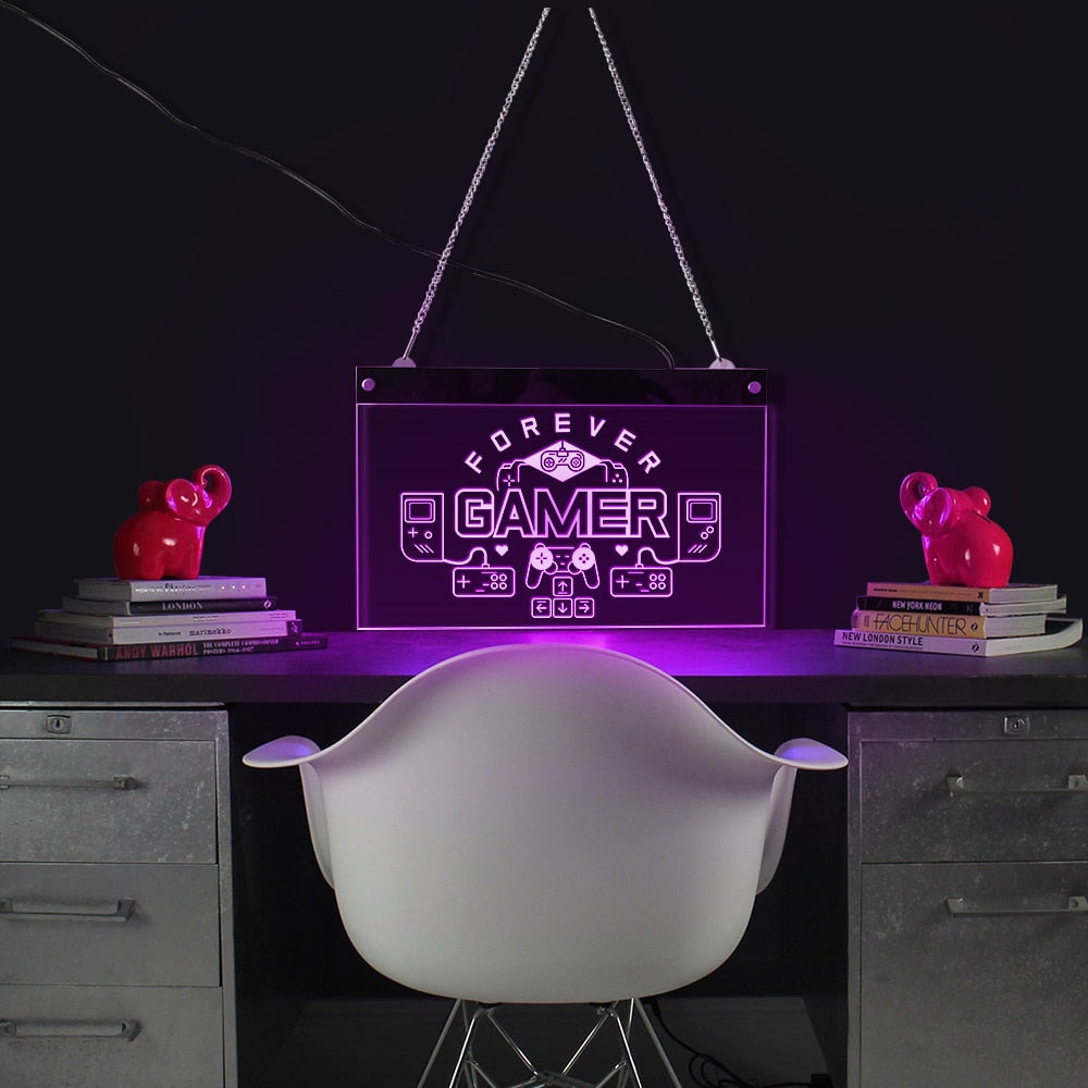 Forever Gamers Game Room LED Neon Wall Sign