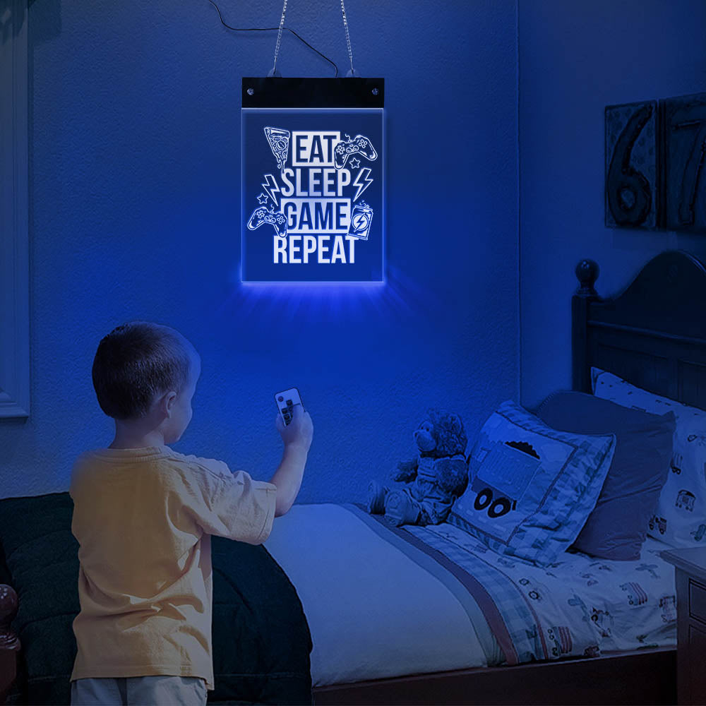 Eat Sleep Game Repeat LED Neon Wall Sign