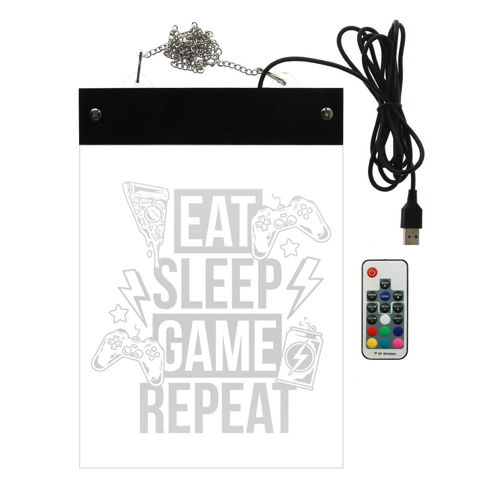 Eat Sleep Game Repeat LED Neon Wall Sign