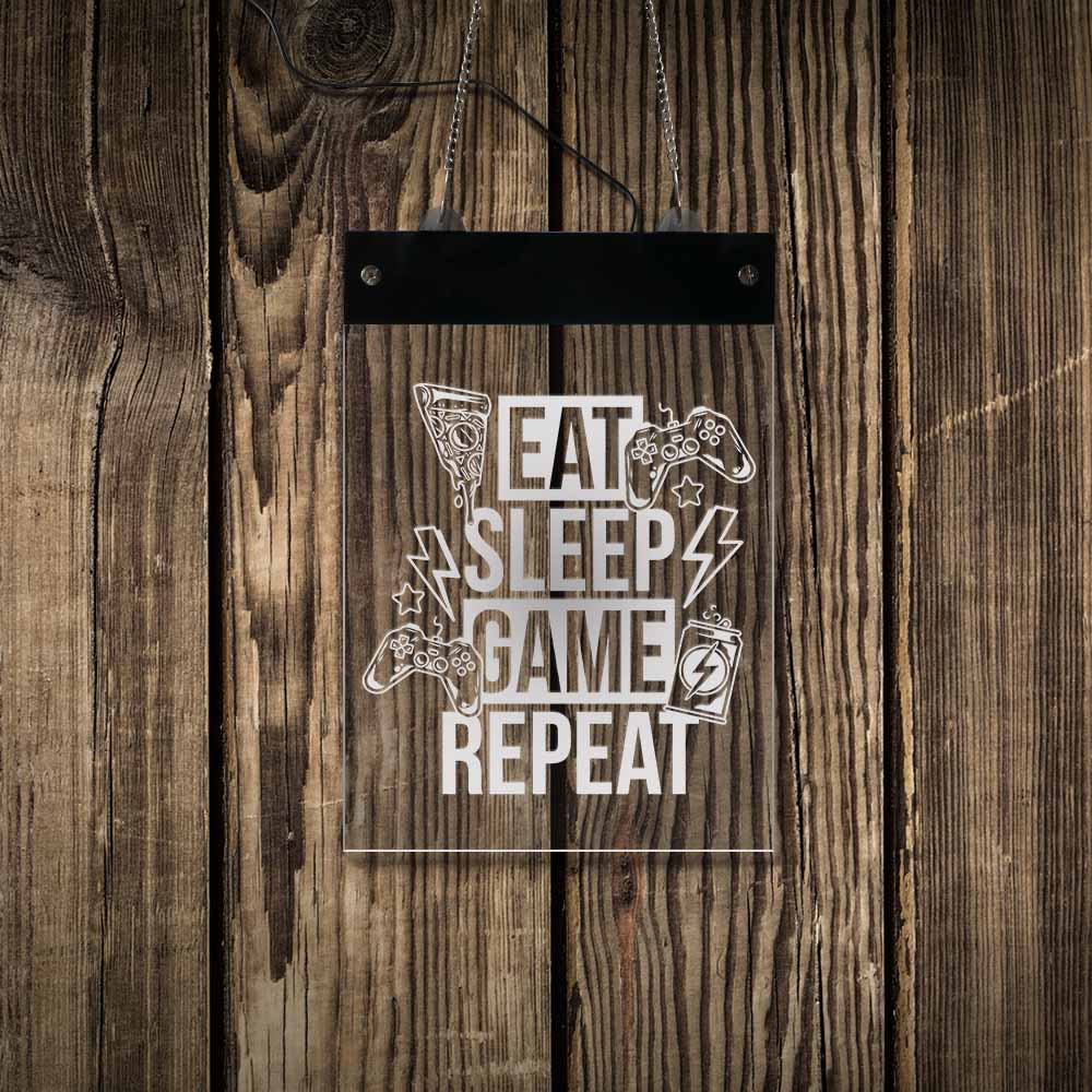 Eat Sleep Game Repeat LED Neon Wall Sign