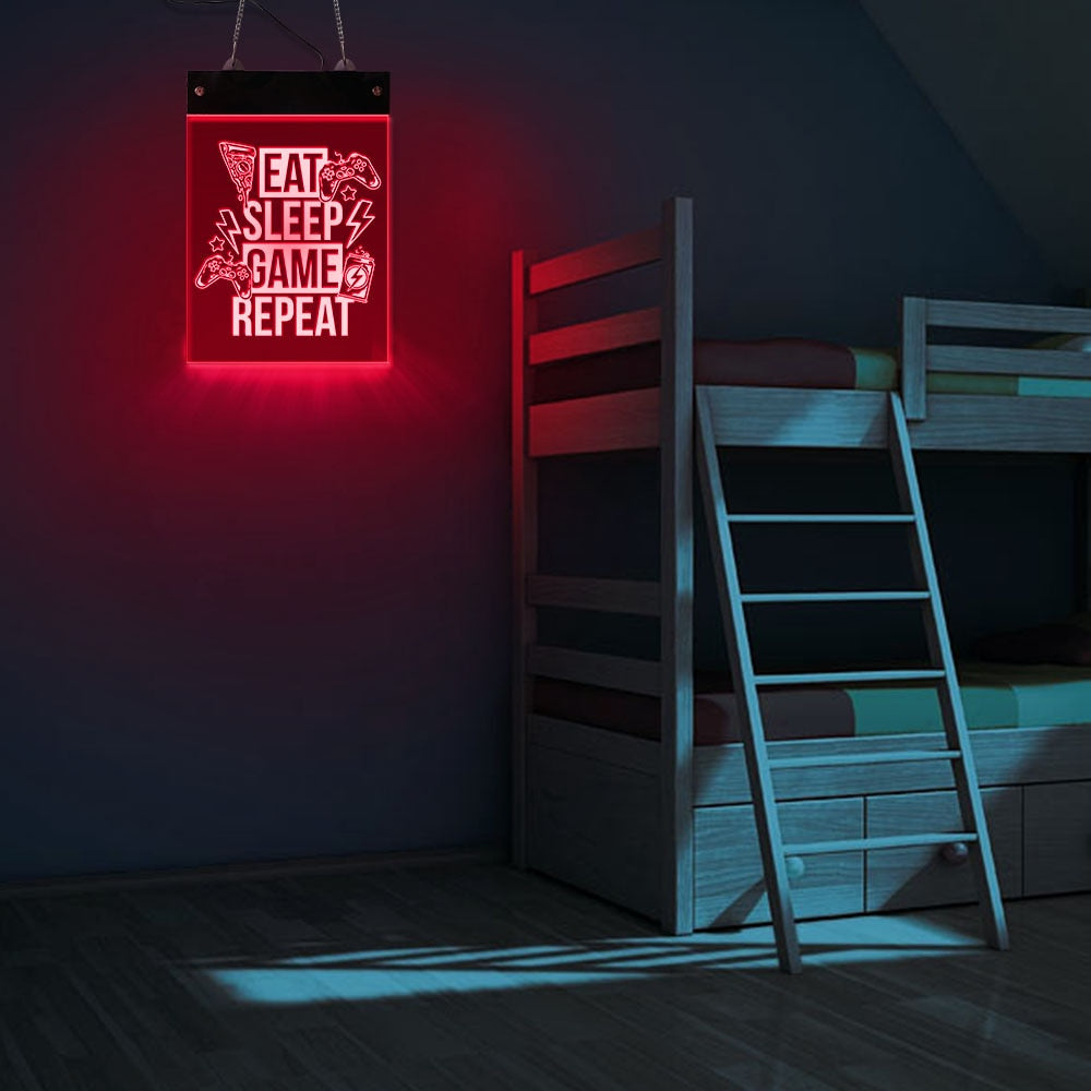 Eat Sleep Game Repeat LED Neon Wall Sign