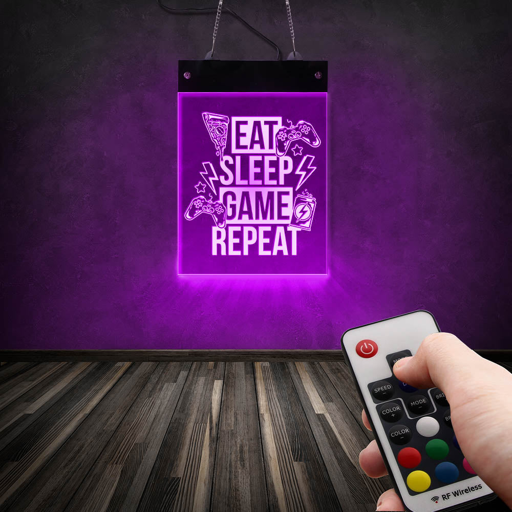 Eat Sleep Game Repeat LED Neon Wall Sign