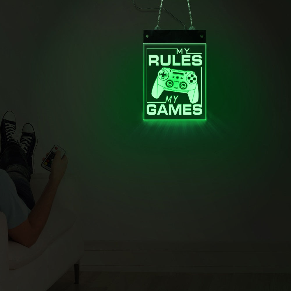 My Rule My Games Video Gamepad Controller LED Neon Wall Sign