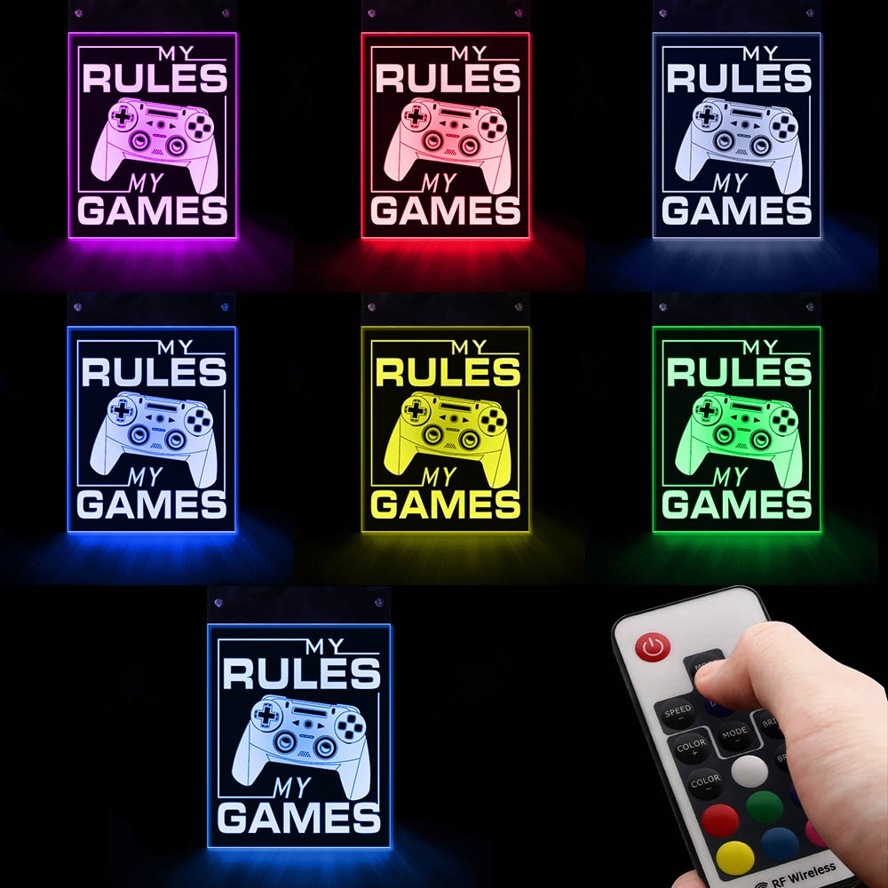 My Rule My Games Video Gamepad Controller LED Neon Wall Sign