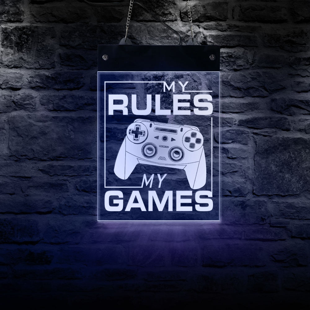 My Rule My Games Video Gamepad Controller LED Neon Wall Sign