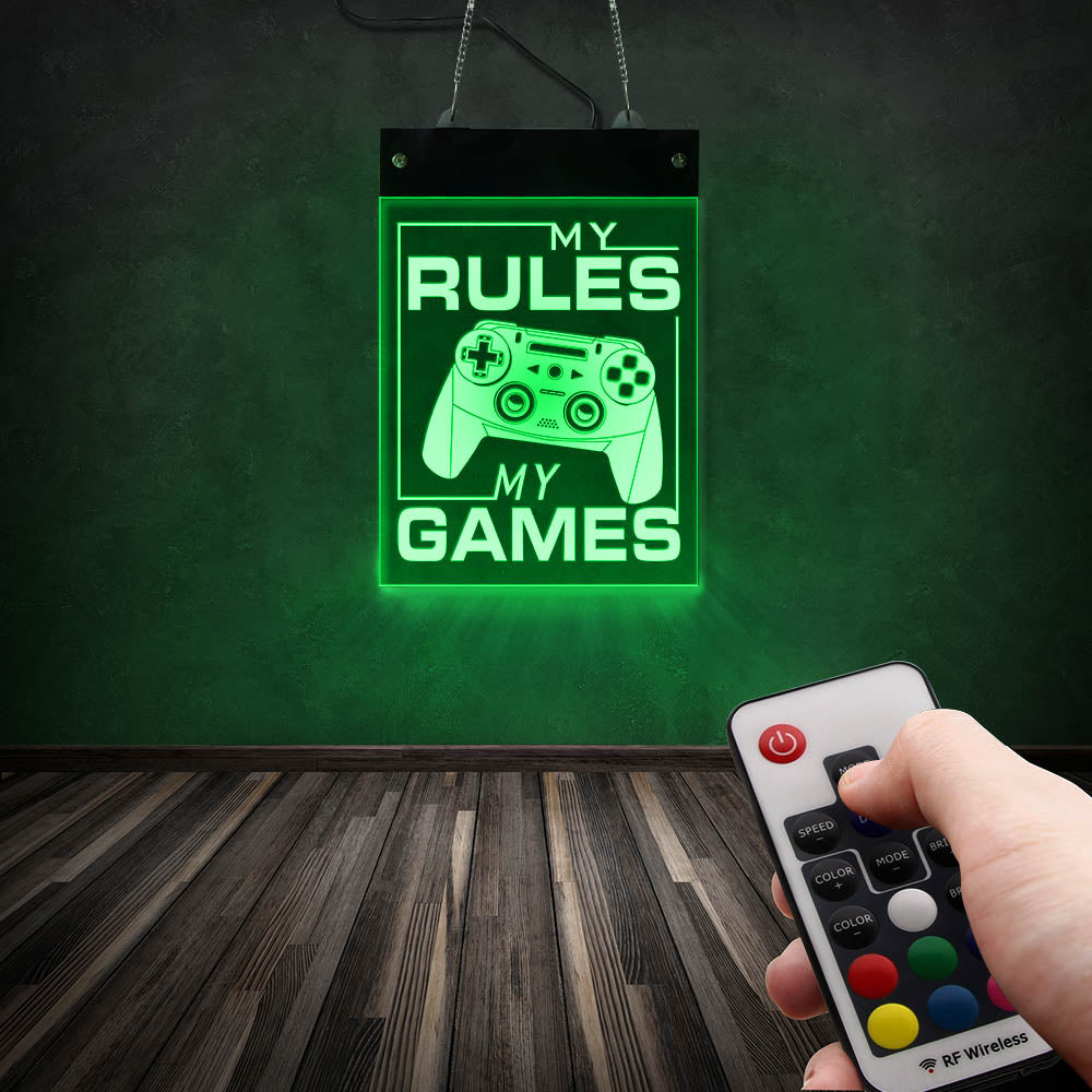 My Rule My Games Video Gamepad Controller LED Neon Wall Sign