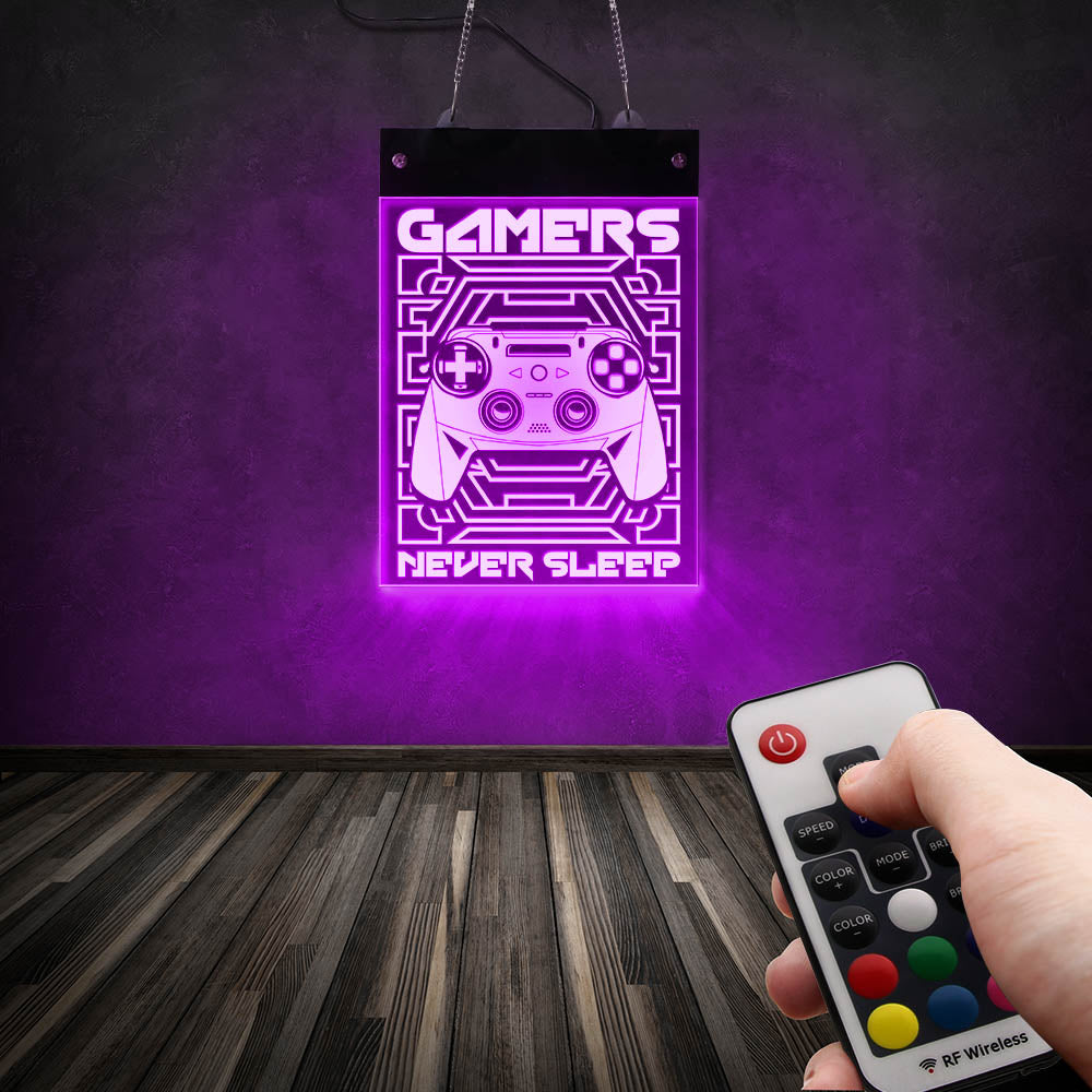 Gamers Never Sleep Gaming Electronic LED Neon Sign