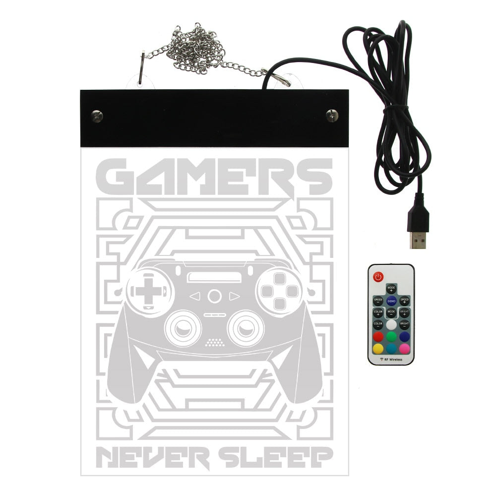 Gamers Never Sleep Gaming Electronic LED Neon Sign