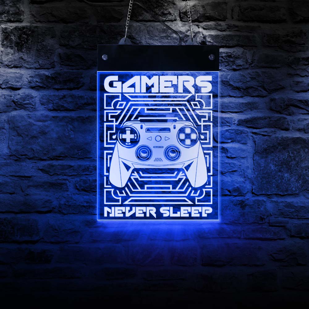 Gamers Never Sleep Gaming Electronic LED Neon Sign