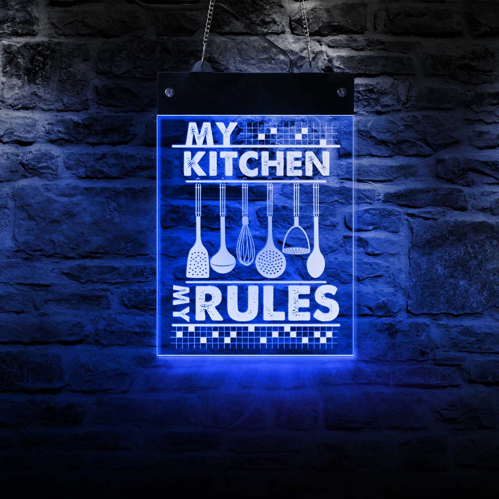 My Kitchen My Rules Electronic LED Sign For Home Bar