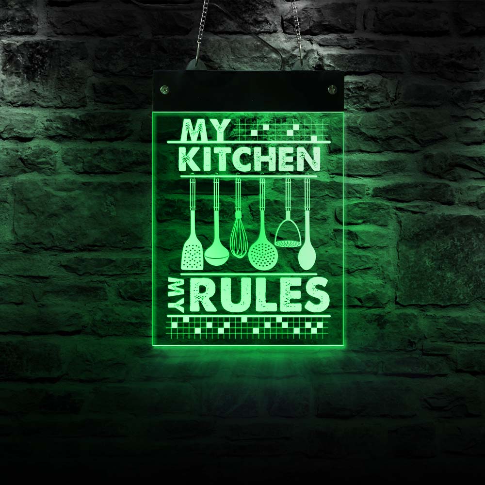 My Kitchen My Rules Electronic LED Sign For Home Bar