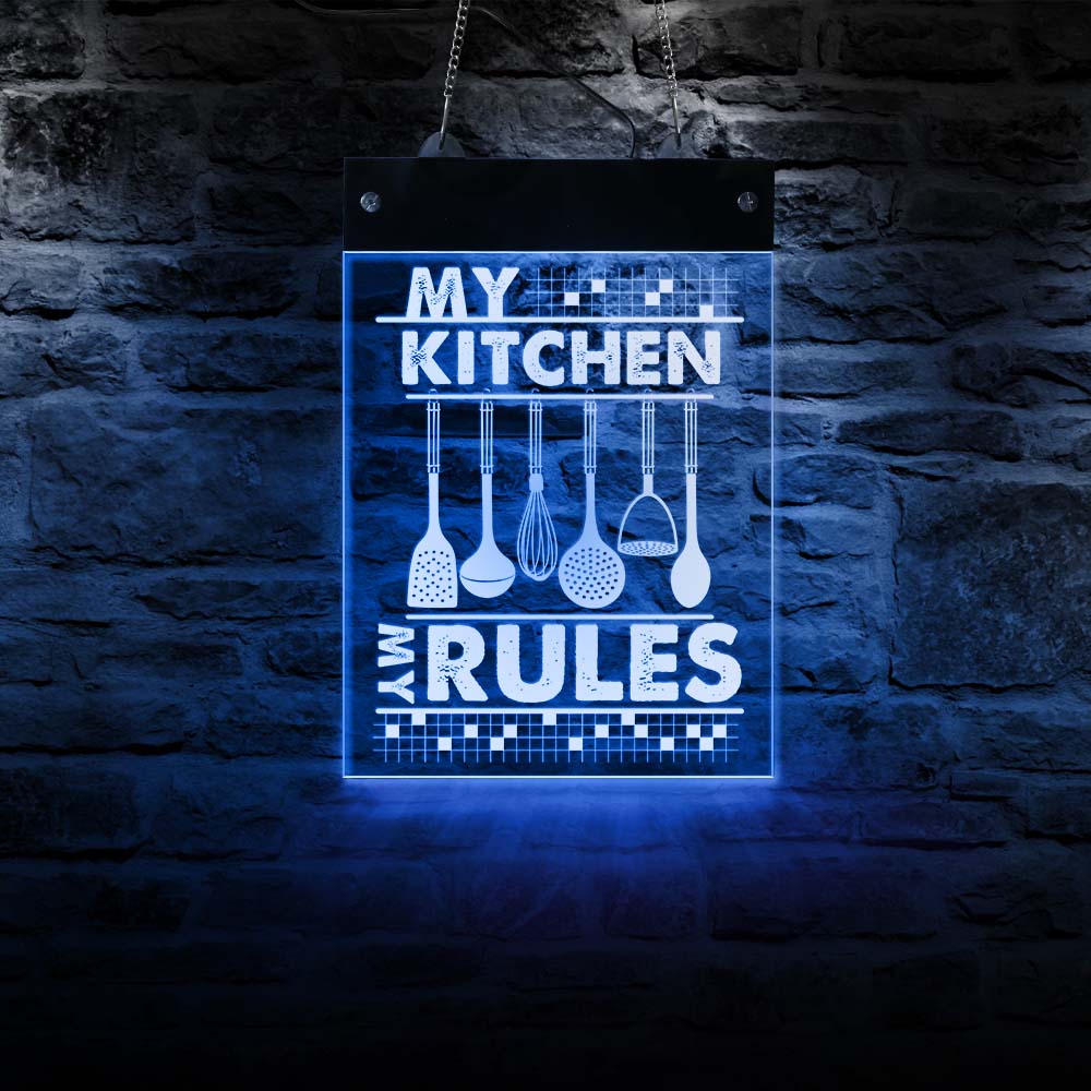 My Kitchen My Rules Electronic LED Sign For Home Bar