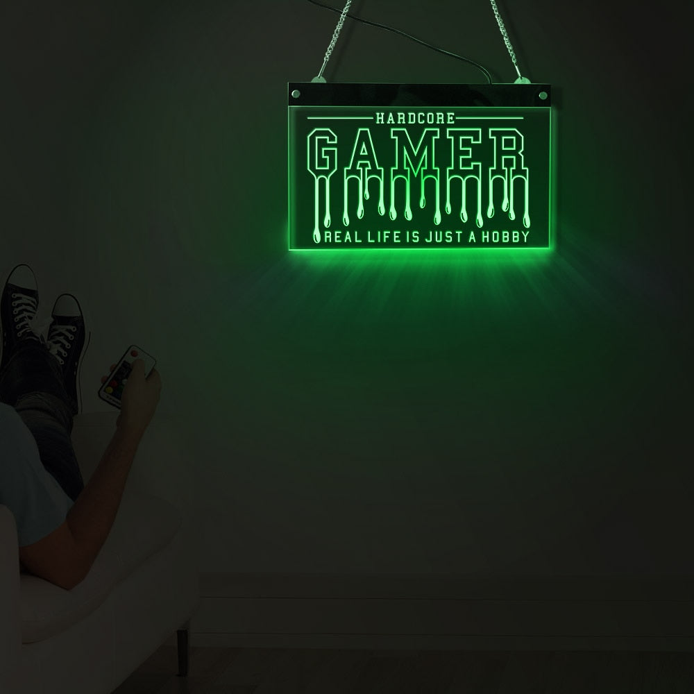 Real Life Is Just A Hobby Gaming Quote LED Neon Sign