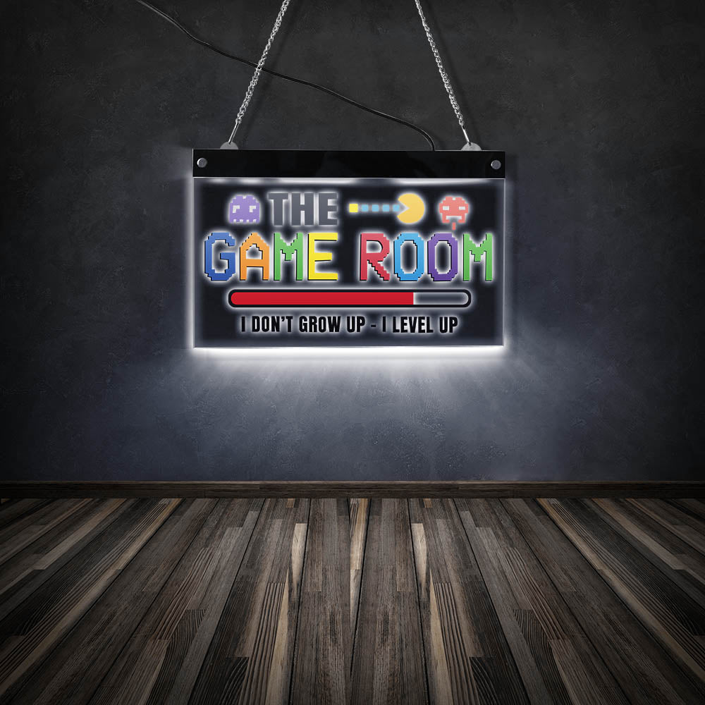 I Don't Grow Up I Lever Up Game Room Decor LED Lighted Wall Sign