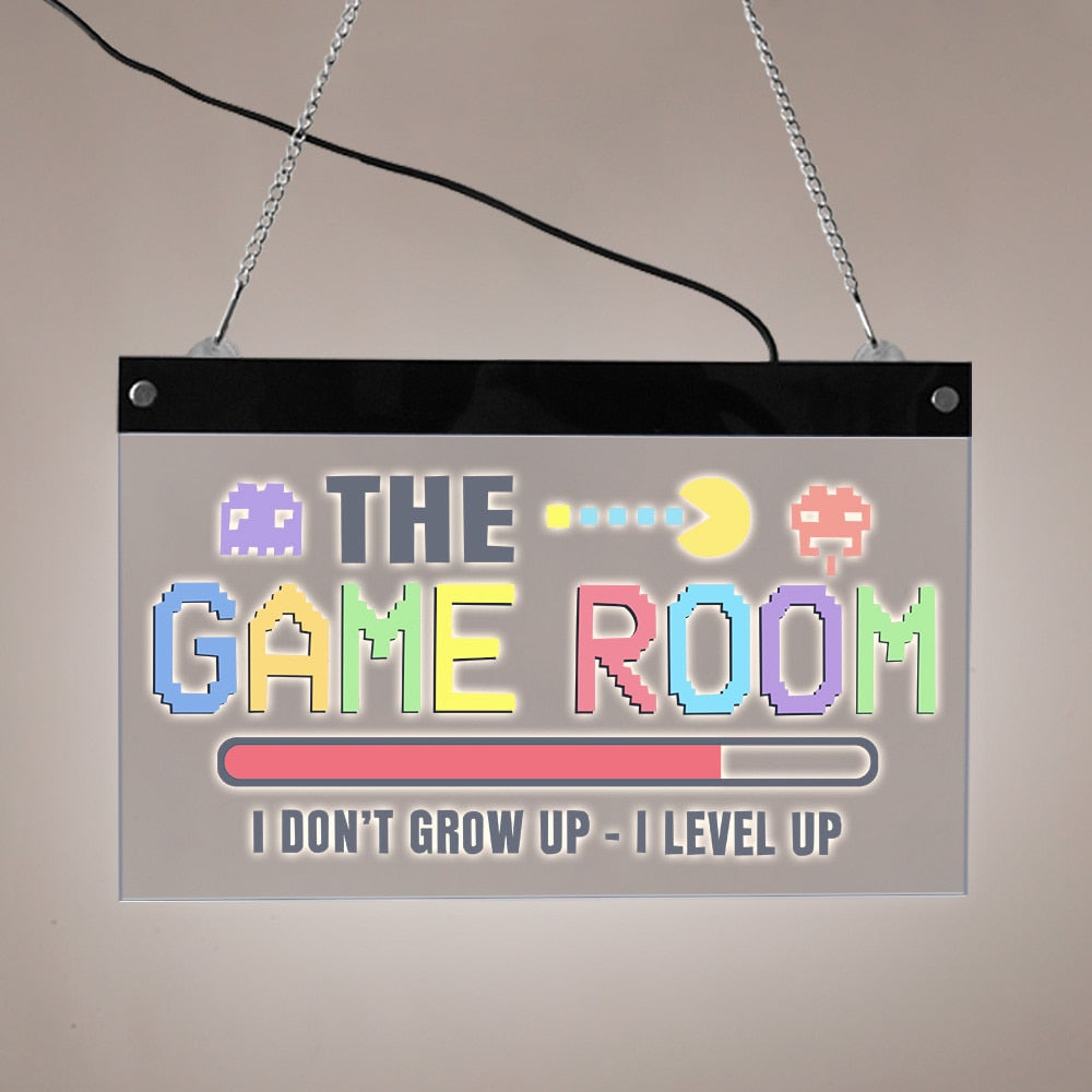 I Don't Grow Up I Lever Up Game Room Decor LED Lighted Wall Sign