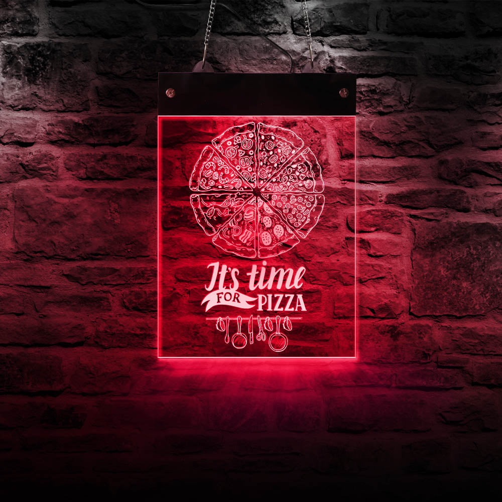 It's Time For Pizza LED Hanging Wall Sign